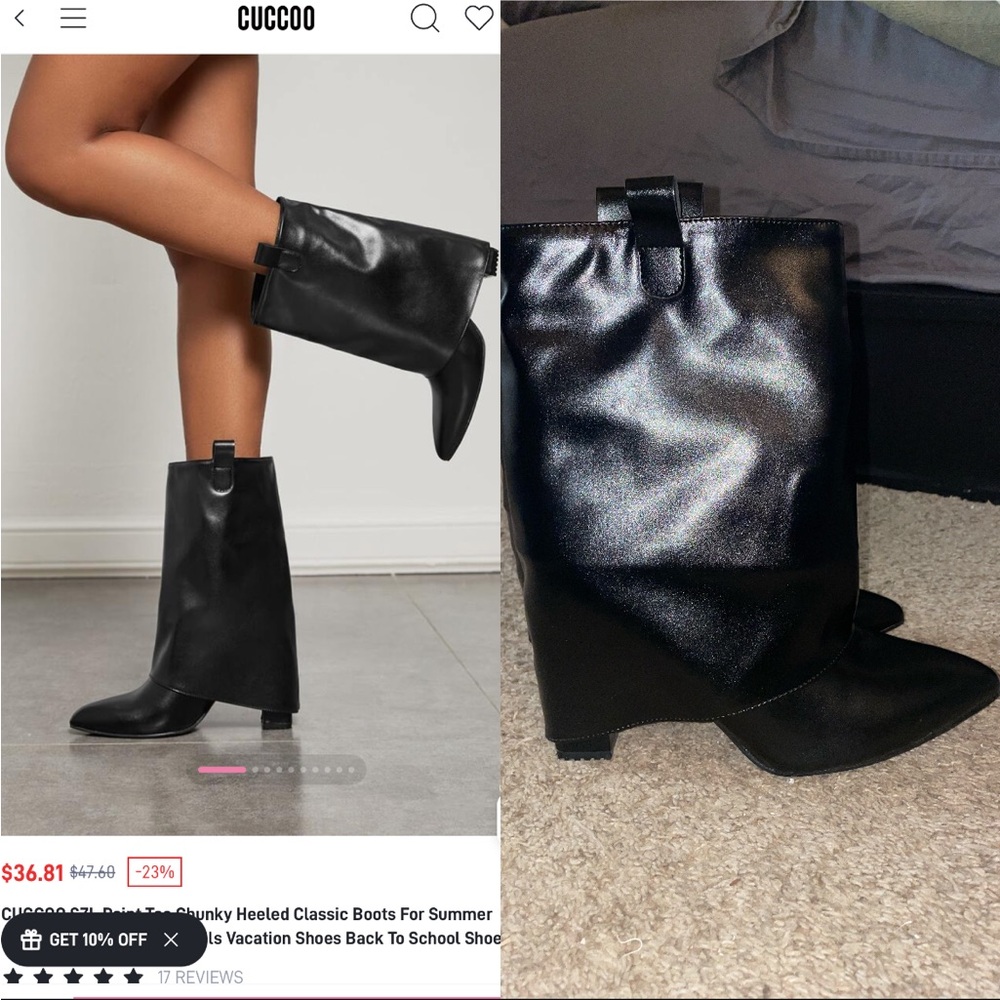 CUCCOO SZL Point Toe Chunky Heeled Classic Boots